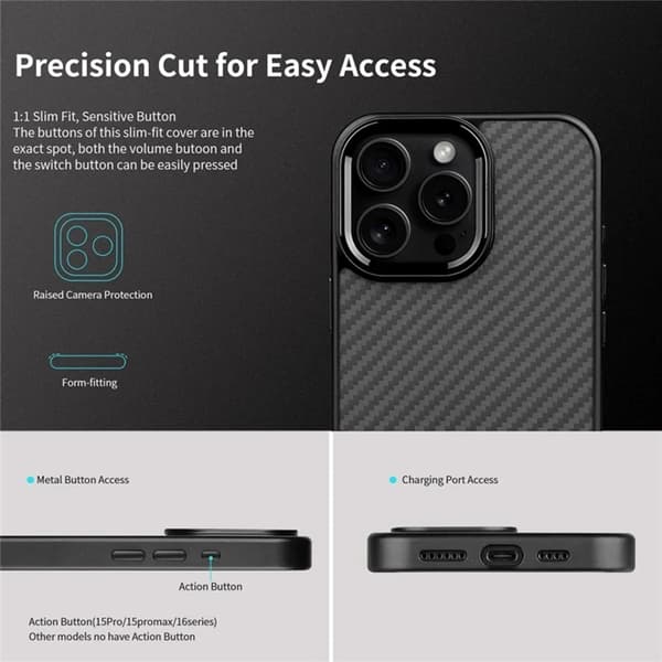 Mobilskal till iPhone 16 Pro Magsafe Aramid Fiber - Blå Blå