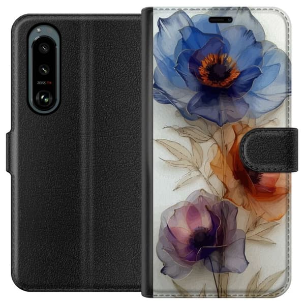 Pung Taske til Sony Xperia 5 III med silke blomster