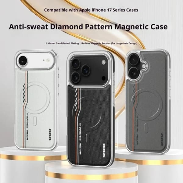 Mobilskal till iPhone 17 Pro Max Magsafe Diamond Texture Svart