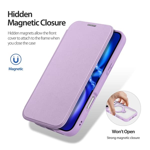 Dux Ducis iPhone 17 Pro Max Plånboksfodral MagSafe Skin X Pro Lila