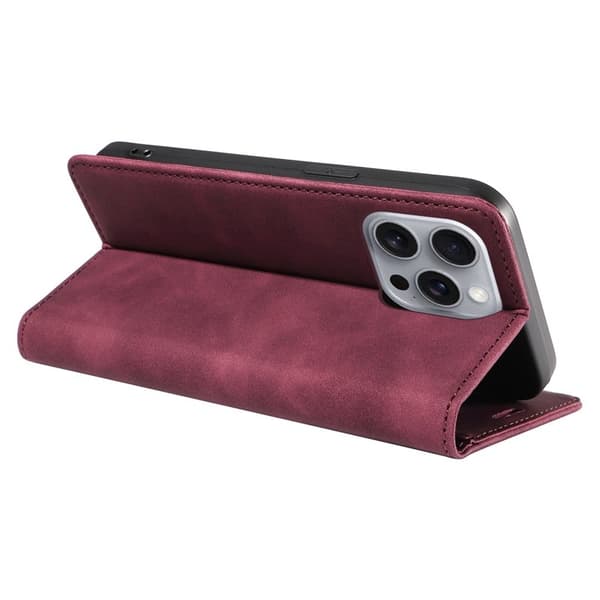 BETOPNICE 003 iPhone 16 Pro Max Plånboksfodral Konstläder - Röd