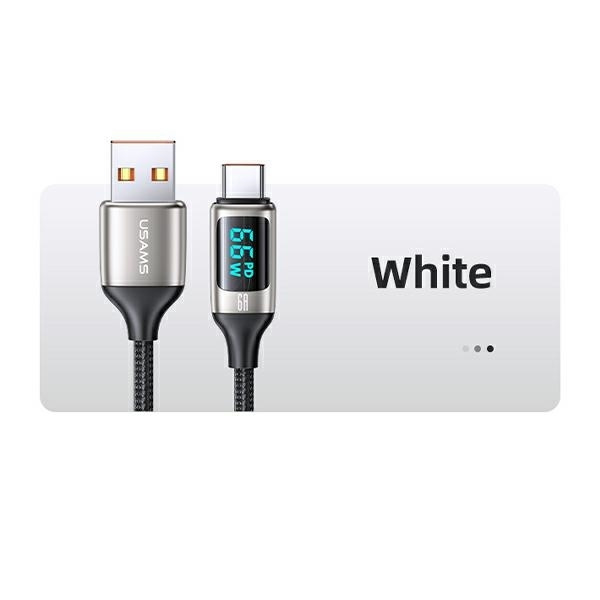USAMS Flätad kabel U78 USB-C 1,2m LED (US-SJ544) - Vit