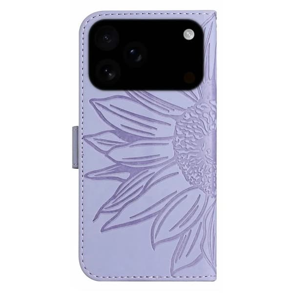 iPhone 17 Pro Max Konstläder Plånboksfodral Sunflower Imprint - Lila Lila