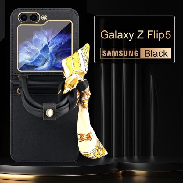 Galaxy Z Flip 5 Mobile Case Håndtaske - Plaid Blå/Sort