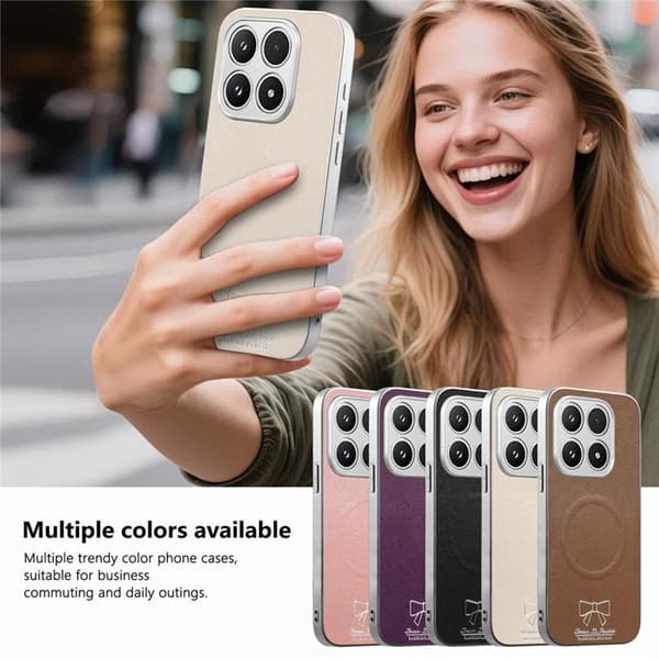 Mobilskal för Xiaomi 17 Magnetisk PU-läder Butterfly Bow Pattern Beige