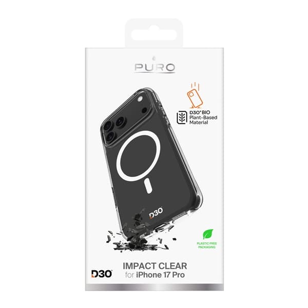 Puro Mobilskal till iPhone 17 Pro Magsafe Impact Clear D3O - Clear Transparent