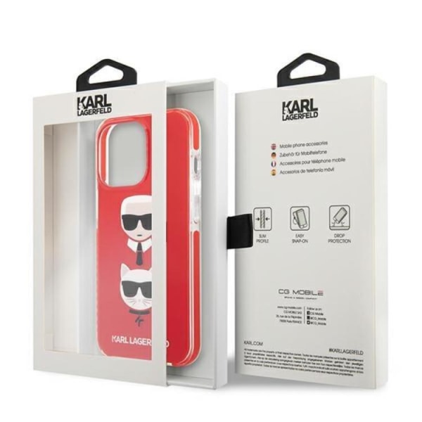 Karl Lagerfeld iPhone 13 Pro -kuori Karl & Choupette Head - Punainen