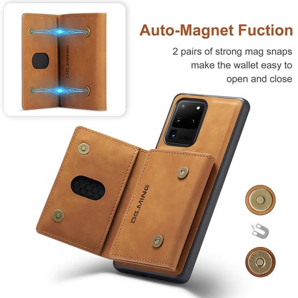 DG.MING M2 Tri-Fold Wallet Mobilskal för Samsung Galaxy S20 Ultra - Brun