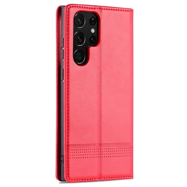 AZNS Samsung Galaxy S22 Ultra Plånboksfodral Konstläder - Röd