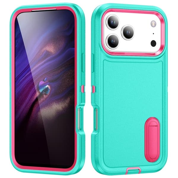 Mobilskal till iPhone 17 Pro Max Kickstand Silikon - Ljusgrön/Rosa Grön