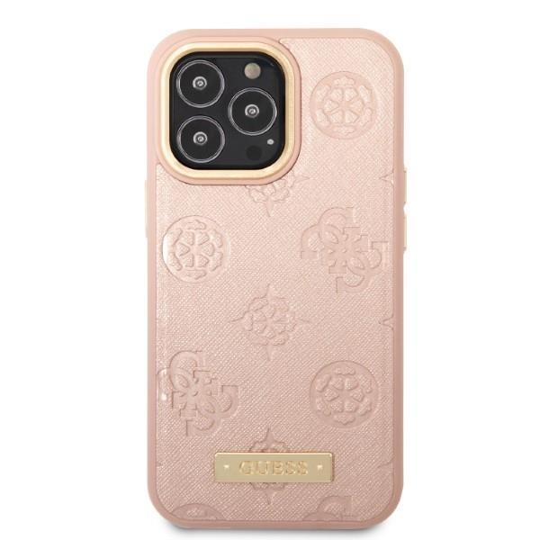 Guess iPhone 13 Case MagSafe Peony -logolevy - vaaleanpunainen