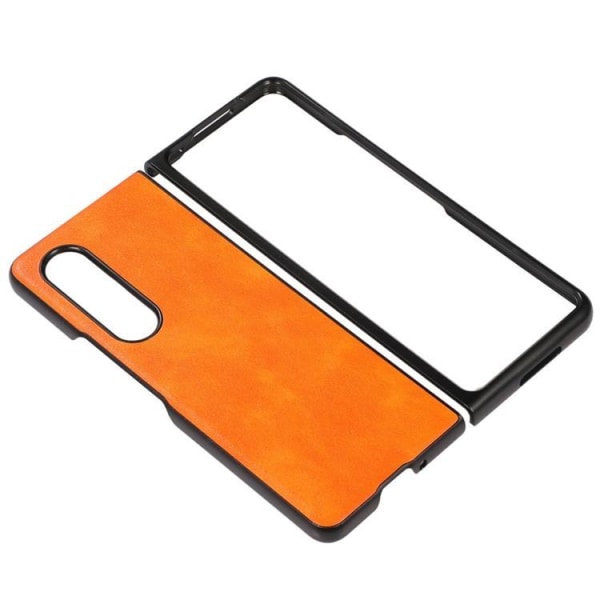 Galaxy Z Fold 4 Skal Läder Litchi - Orange