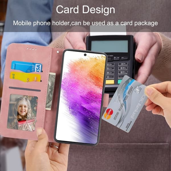 DIERFENG DF-03 Plånboksfodral för Samsung Galaxy A73 5G - Konstläder - Rosa