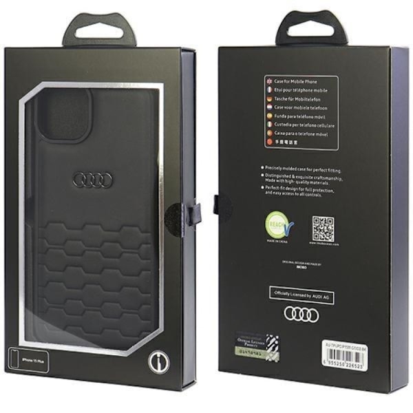 Audi iPhone 15 Mobilskal Syntetiskt Läder - Svart Svart