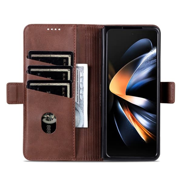AZNS Samsung Galaxy Z Fold6 Plånboksfodral Konstläder - Brun