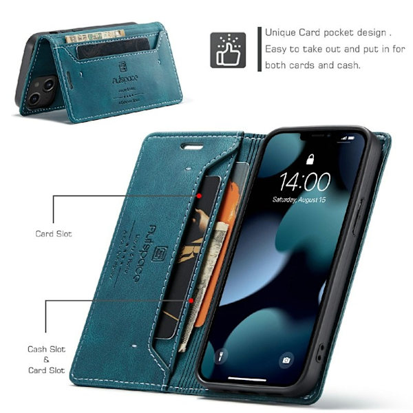 AUTSPACE A01 Mobilskal till iPhone 13 mini KonstLäder - Blå