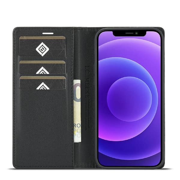 LC.IMEEKE iPhone 12 Pro Max Plånboksfodral i Konstläder - Röd rand