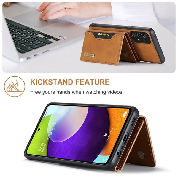DG.MING M2 Tri-fold Plånboksfodral Samsung Galaxy A52 4G/5G Brun