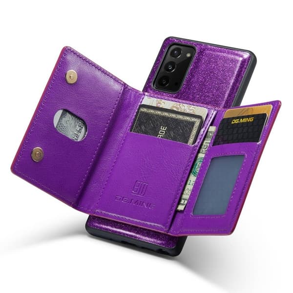 DG.MING M3 Series Konstläder Plånboksfodral för Samsung Galaxy Note20 - Lila