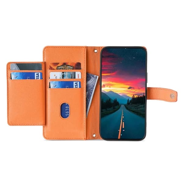 Galaxy M15 5G Konstläder Plånboksfodral med 2 Rem - Orange Orange