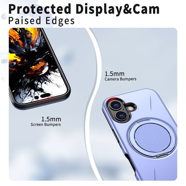 Mobilskal till iPhone 16 MagSafe Rotating Kickstand TPU + PC Lila