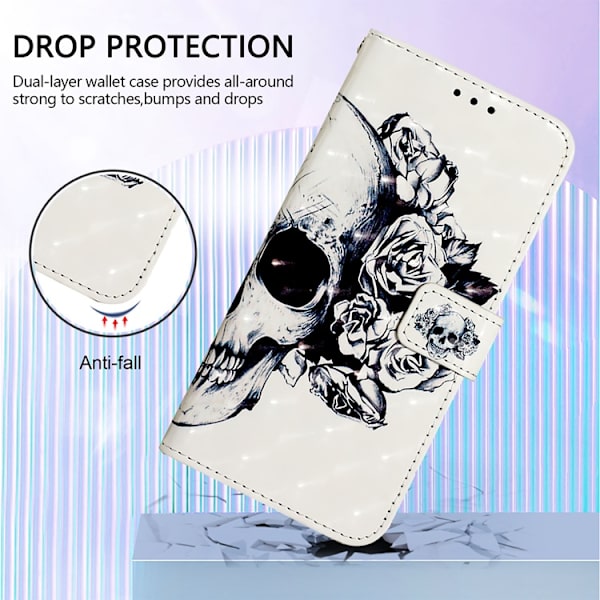 iPhone 17 Pro Plånboksfodral Printing Pattern Med Strap Vit