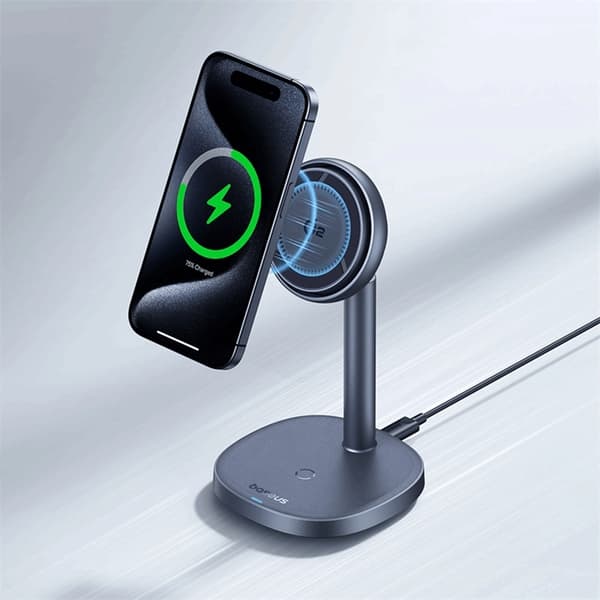 Baseus Qi2 20W MagSafe Trådlös Laddare 2-i-1 Orbit 2 Pro Grå
