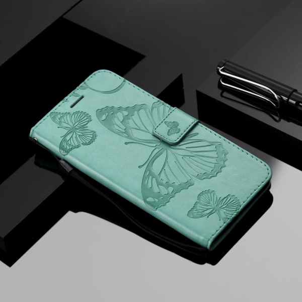 Butterflies Wallet Case iPhone 13 Mini - Turkis