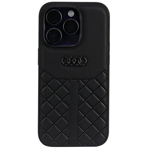 Audi iPhone 14 Pro matkapuhelimen suojakuori aitoa nahkaa - musta