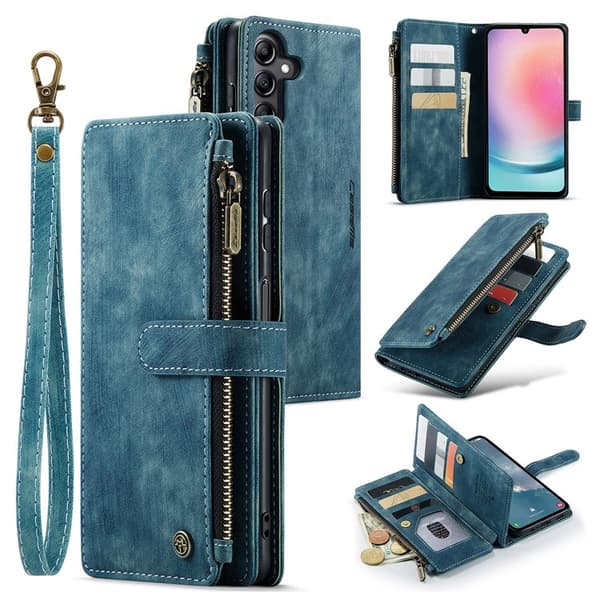 CASEME Galaxy A24 4G Plånboksfodral C30 Zipper - Blå Blå