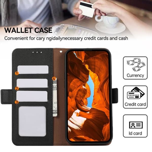 ABEEL Mobilskal till Samsung Galaxy S23 FE RFID-Skydd Konstläder Svart