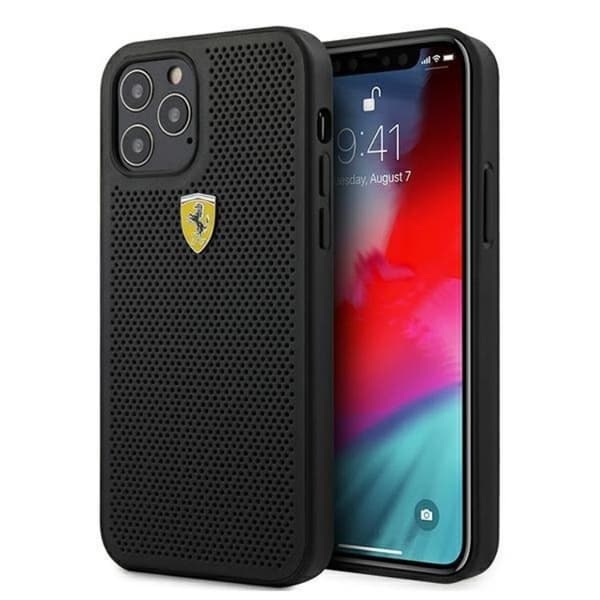 Ferrari On Track Perforated Skal iPhone 12 Pro Max - Sort Black