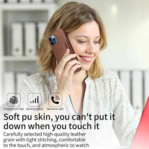 BETOPNICE iPhone 12 Pro Max Plånboksfodral Konstläder - Brun