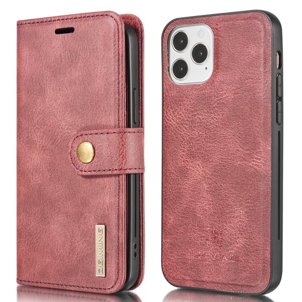 DG.MING iPhone 13 Pro Plånboksfodral 2-i-1 Äkta läder Röd