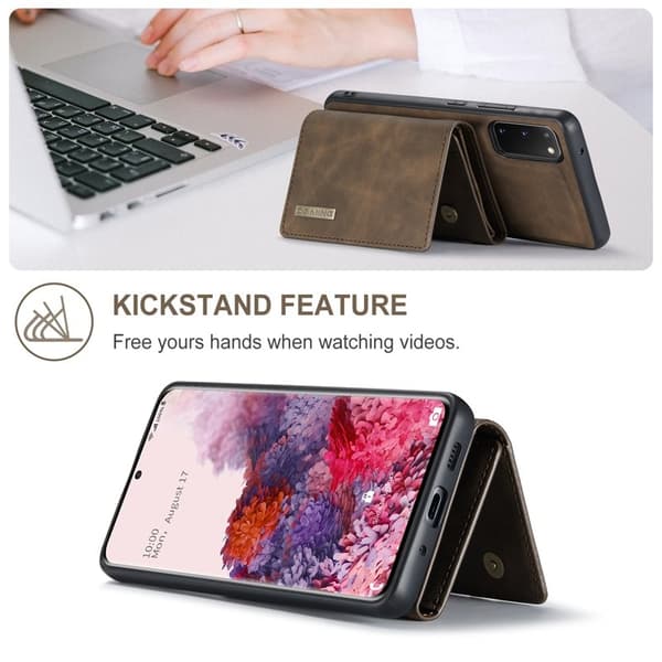 DG.MING 2-in-1 Plånboksfodral med Magnet för Samsung S20 - Brun