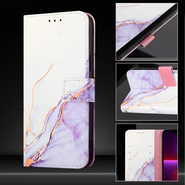 iPhone Air Plånboksfodral Marble Pattern med Rem LS006 Lila
