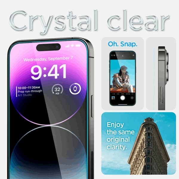 Spigen iPhone 14 Pro Härdat Glas Skärmskydd Ez-Fit 2-Pack - Clear Transparent