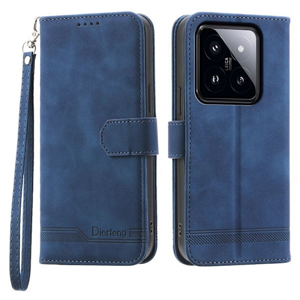 DIERFENG Plånboksfodral för Xiaomi 14 Pro - Scratch-resistant Konstläder - Blå