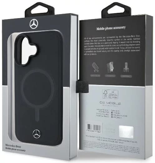 Mercedes Mobilskal till iPhone 16 Plus MagSafe Smooth Läder - Svart Black