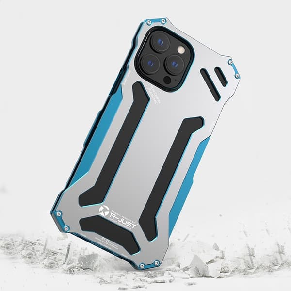 R-JUST Mobilskal till iPhone 13 Pro Aluminium Shockproof Rugged Blå
