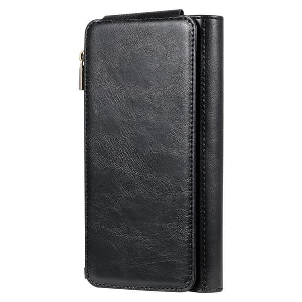 iPhone 17 Pro Max Konstläder Plånboksfodral Detachable Zipper - Svart Svart