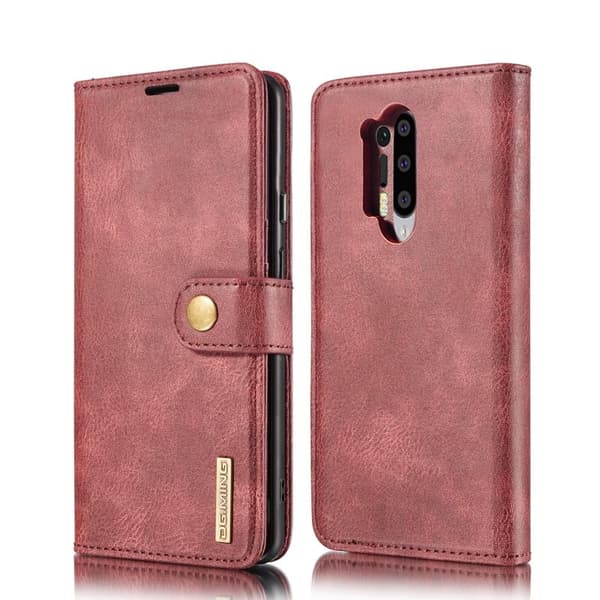 DG.MING OnePlus 8 Pro Plånboksfodral 2-i-1 Äkta läder Röd