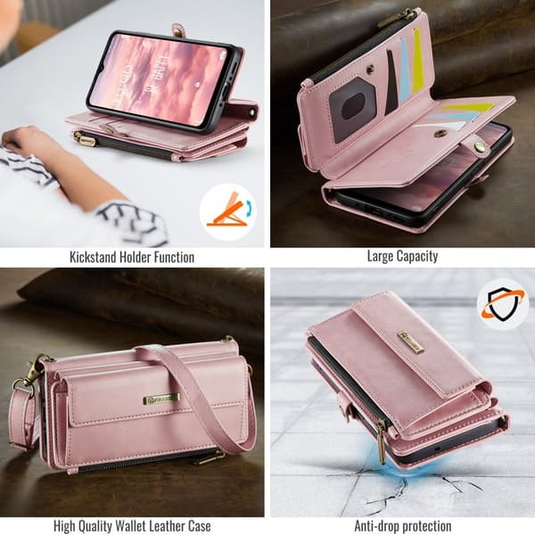 CASEME Konstläder Plånboksfodral för Samsung Galaxy A55 5G - Rosa