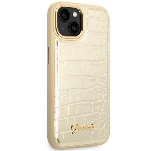 GUESS iPhone 14 Plus Skal Croco Collection - Guld Guld