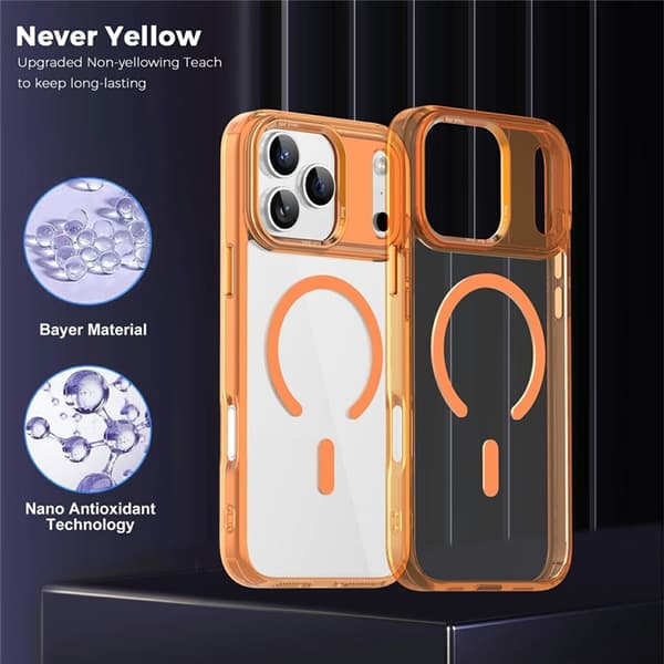 Mobilskal till iPhone 17 Pro Max MagSafe Transparent TPU+PC - Orange Orange