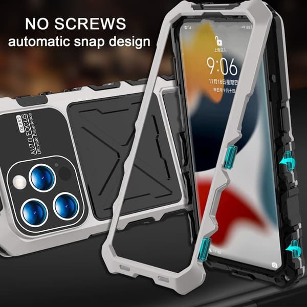 R-JUST Mobilskal till iPhone 15 Pro Fallskydd Silikon+Metal Silver