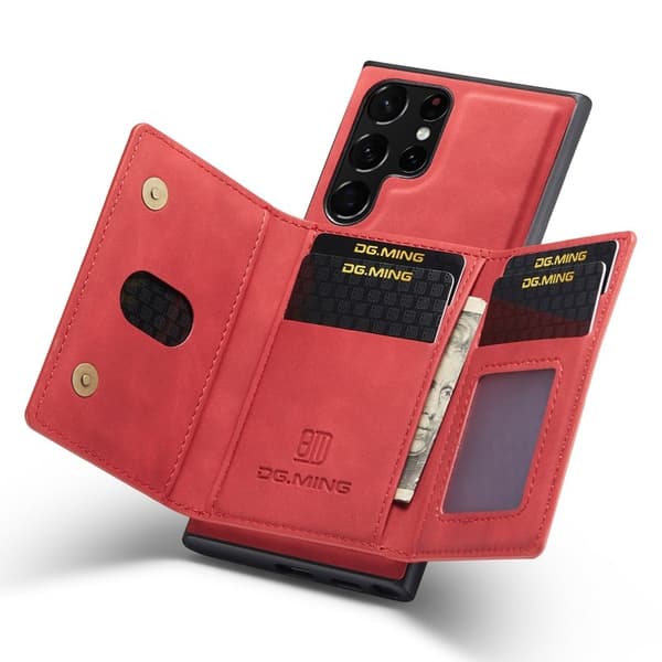 DG.MING Samsung Galaxy S24 Ultra Plånboksfodral Kickstand Röd