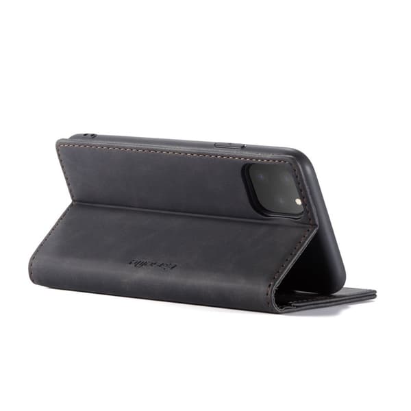 CASEME 013 Flip Konstläderplånboksfodral för iPhone 11 Pro Max - Svart