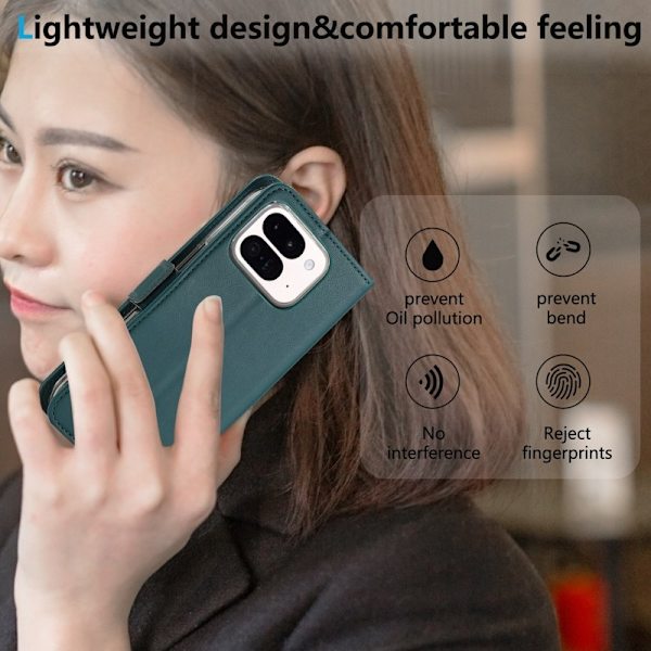 ABEEL Style A02 Konstläder Plånboksfodral för Google Pixel 9 Pro 5G - Grön