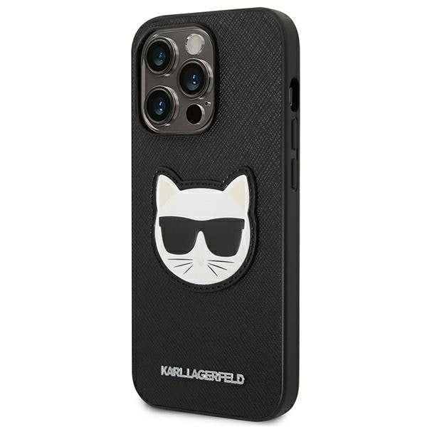 Karl Lagerfeld iPhone 14 Pro Skal Saffiano Choupette Head Patch - Svart Svart